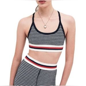 Splits59 Angel Techflex Sports Bra - Indigo Freestyle Check, Size Medium